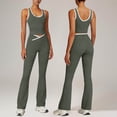 thumbnail image 2 of Womens Workout Set Summer Two Piece U Back Sports Bra Matching High Waist Leggings Gym Pilates Outfits, 2 of 7