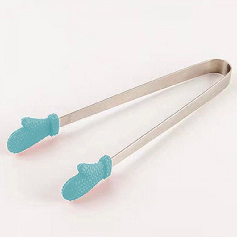 1pc Mini Palm Shaped Ice Tongs With Silicone Tip And Stainless Steel Handle