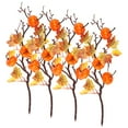 thumbnail image 1 of 4Pcs Artificial Pumpkin Branch Artificial Maple Leaf Branch with Pumpkin Fall Fake Pumpkin Berry Branch Home Halloween Christmas Thanksgiving Decoration, 1 of 7