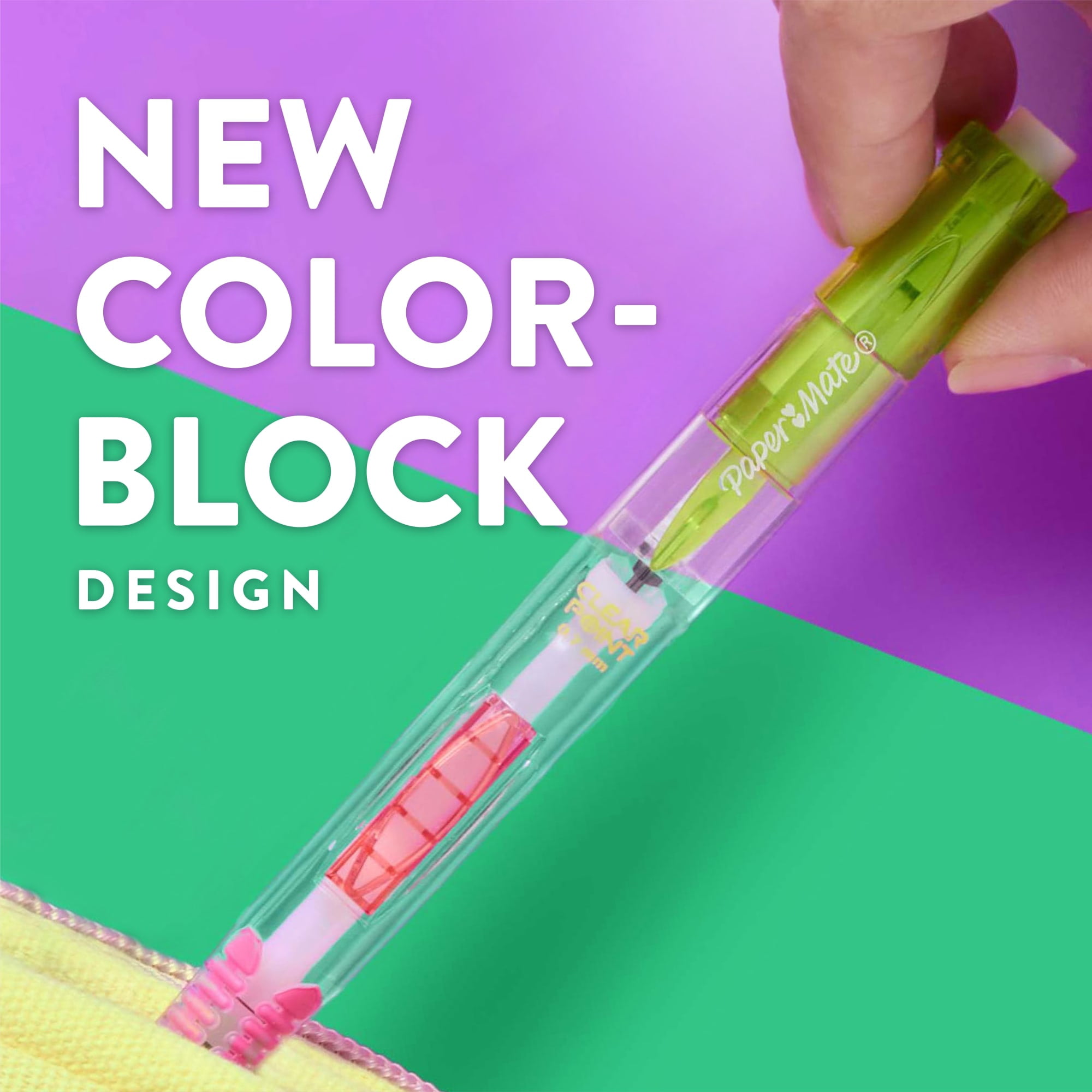 Paper Mate Clearpoint Mechanical Pencil, Color Block Edition, HB #2 Lead, Includes Eraser and Lead Refills, 5 Piece Set