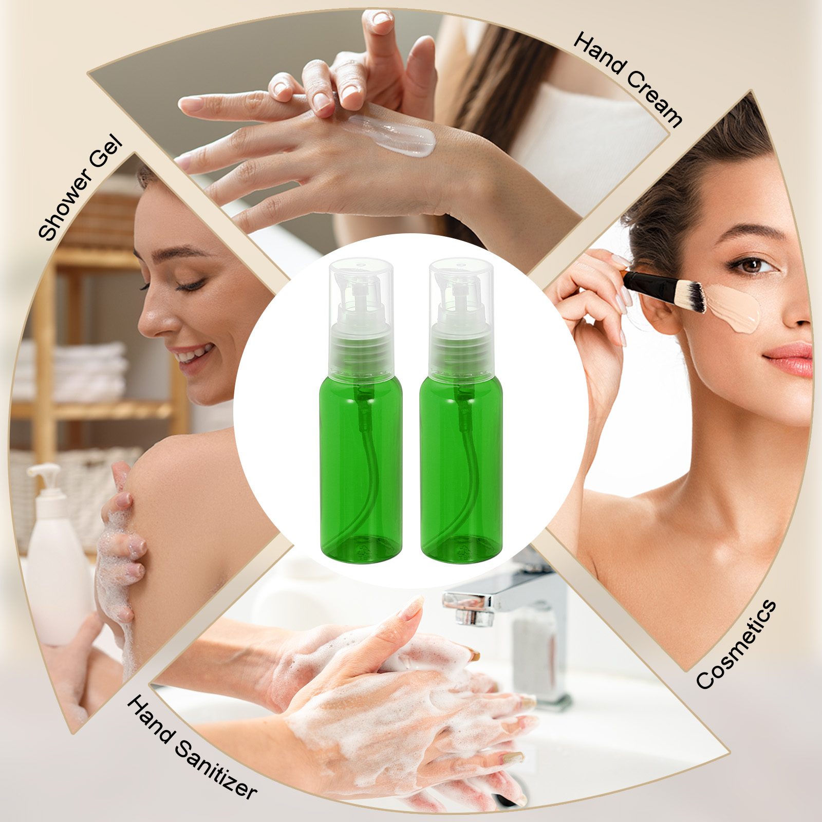 Uxcell 10Pcs Travel Pump Bottle, Empty Pump Bottle Dispenser, 1.7oz Clear Green