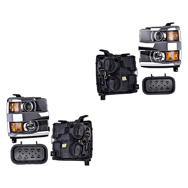 Par de Faros Silverado 3500 2015 A 2018 Chevrolet Filo Crom C/Lupa DEPO .