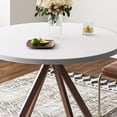 thumbnail image 4 of Soges Wood Round Dining Table for Kitchen Dining Room, 39.4inch Modern Dining Table with Metal Legs, Walnut, 4 of 11
