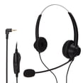 thumbnail image 1 of Auriculares binaurales de 2,5 mm con cancelación de ruido para centro de llamadas y micrófono silenciado para atención al cliente empresarial., 1 of 14