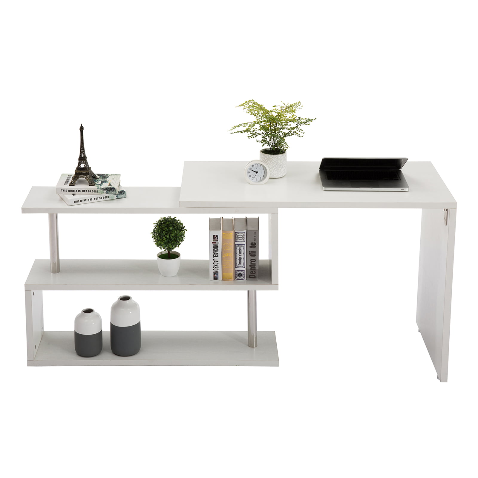 Convertible Office Desk L Shaped Pc, Convertible L Shaped Computer Desk With Storage Shelf