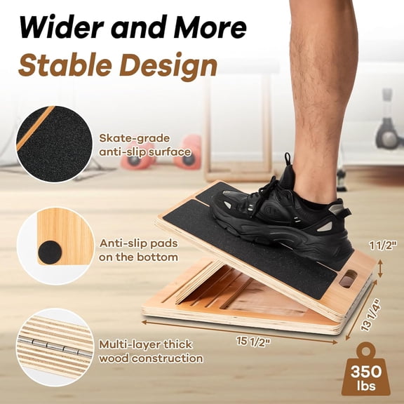 Professional Wooden Balance Board and Adjustable Slant Board Set