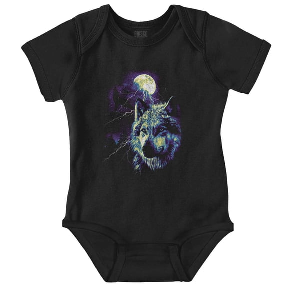 Wolf Pack Howling at Full Moon Romper Boys or Girls Infant Baby Brisco Brands NB
