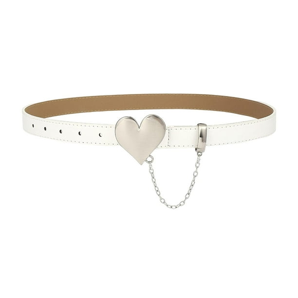 Cinturón de cintura de 105 cm, cinturón ancho con decoración de corazón para mujer Blanco