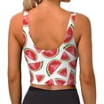 thumbnail image 3 of Xecao Hand Drawn Watermelon for Sports Bra with Removable Pads, Crop Tank Top Design, Women's Longline Sports Bra - Non-Wired - Medium, 3 of 9