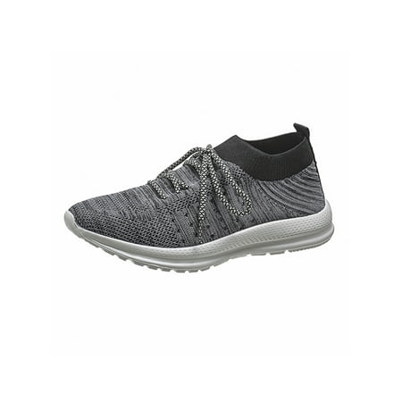 

Lacyhop Women Running Lightweight Walking Shoes Low Top Casual Sneakers Anti Slip Knit Upper Sock Sneaker Black Gray 7
