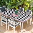thumbnail image 2 of Easter Bunny Roses Table Cloths for 5 Foot Rectangle Tables, Pink Floral Spring Black Buffalo Plaid Patio Waterproof Elastic Fitted Tablecloths, Washable Rectangular Table Cover for Camping, 2 of 8