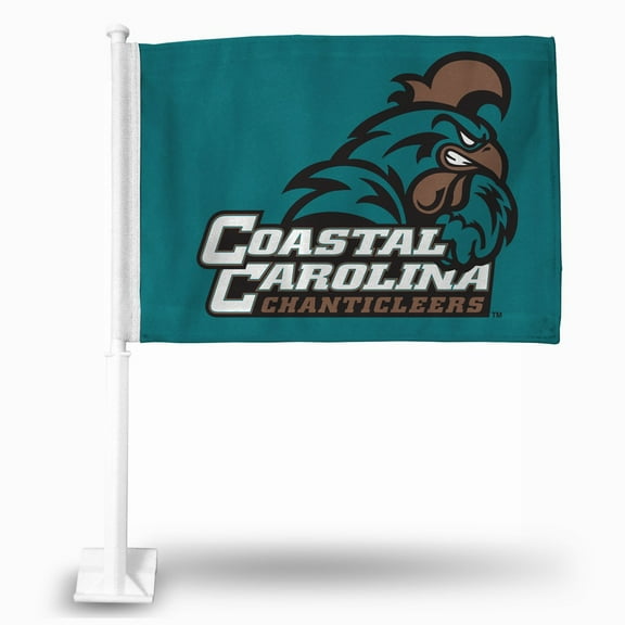 Rico Industries College Coastal Carolina Chanticleers Standard Double Sided Car Flag - 16" x 19" - Strong Pole that Hooks Onto Car/Truck/Automobile