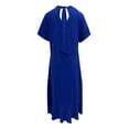 thumbnail image 2 of up to 60% off Gifts Usmixi Formal Dresses for Women Plus Size Casual Solid Cotton Linen Ruffle Hem Long Dresses with Pocket V-Neck Short Sleeve Plain Summer Maxi Dress Blue s, 2 of 2