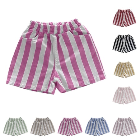 Quotay Boys Summer Shorts Casual Contrast Color Lightweight Breathable Outdoor Play Elastic Waist Comfy Pants 1-6 Years 02_Hot Pink 3-6 Months