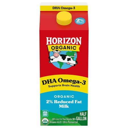 Horizon Organic DHA Omega-3 2 Percent Milk, DHA Reduced Fat Milk, 64 fl oz Carton