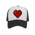 thumbnail image 1 of Men's 80's Retro Large 8 Bit Pixelated Heart Gamer Trucker Hat, White/Black, 1 of 2