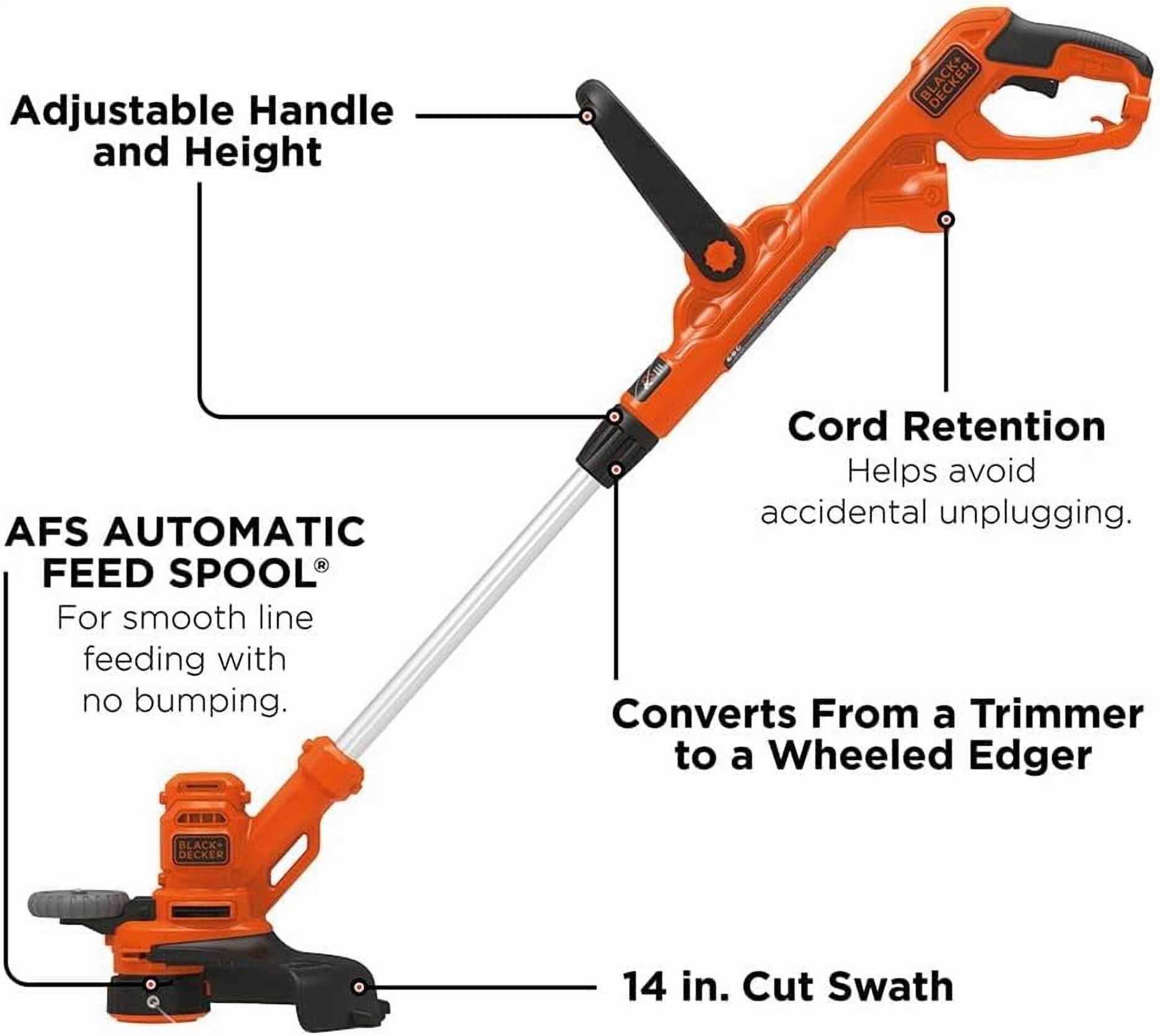 Weed Wacker with Auto Feed, 14-Inch 2 in 1 String Trimmer Lawn Edger, Powerful 6.5-Amp Lightweight Electric Weed Eater (BESTA510)