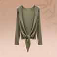 thumbnail image 3 of Uootdi Tie Front Cardigans Women Solid Color Long Sleeve Open Front Casual Loose Lightweight Soft Comfy Cover Ups Gift, 3 of 5