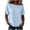 *Light Blue, variant on VBVC Women's Linen Blend Short Sleeve Shirt , Casual Crew Neck Blouse For Women, Ladies' Lightweight Loose Fit Tunic Top,Black,S-2XL