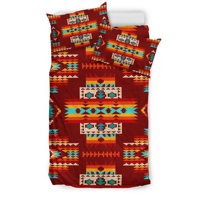 Rojo Patrón Nativo Americano Juego de Cama Lt10