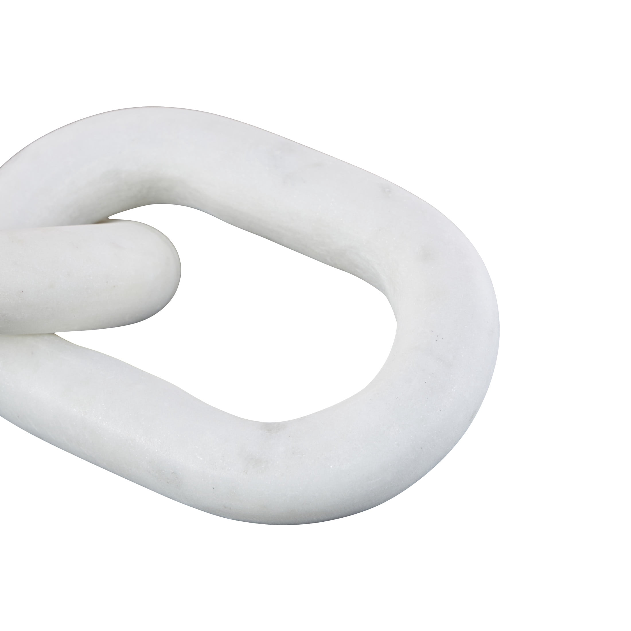 13" x 3" White Marble Handmade Oval 3 Link Chain Sculpture, by DecMode