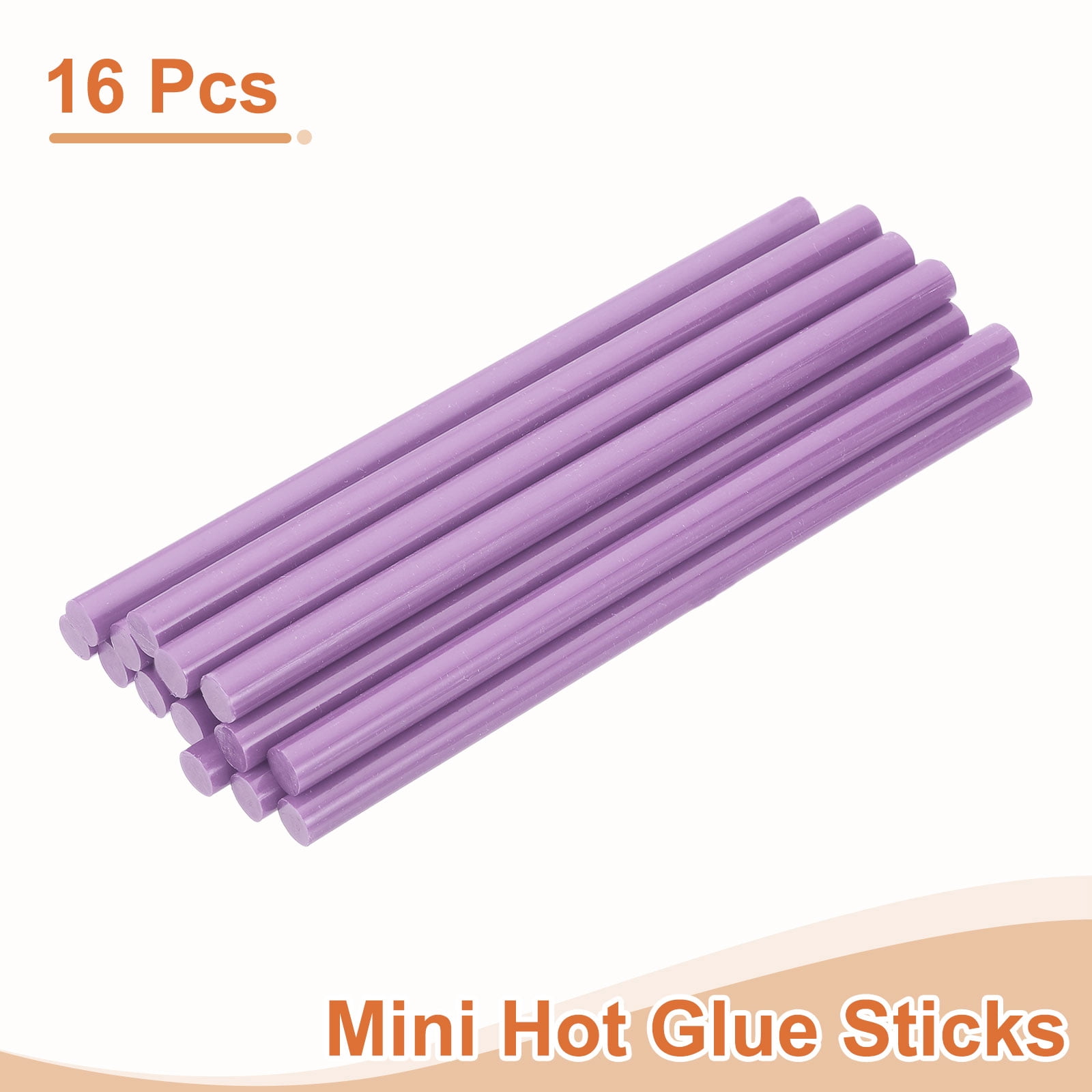 16 Pack Mini Hot Glue Sticks, 0.43" Dia x 7.87" Long EVA Glue Gun Sticks, Purple for DIY Projects