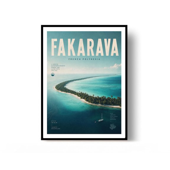 Fakarava Travel Poster Print French Polynesia Poster Wall Decor