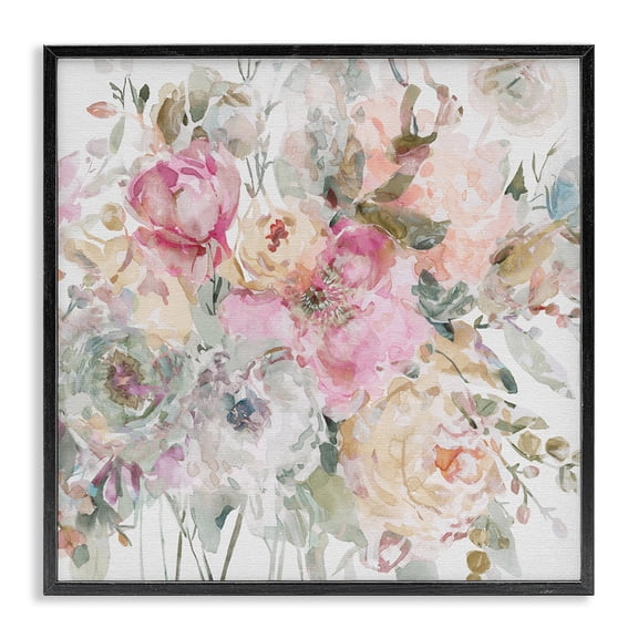Stupell Industries Farmhouse Romantic Pastel Petals Black Framed Giclee Art, 12 x 12, by Carol Robinson