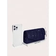 thumbnail image 6 of REMANLAND Women's Satin Glitter Pleated Evening Envelope Clutch Purse, Navy Blue, 6 of 8