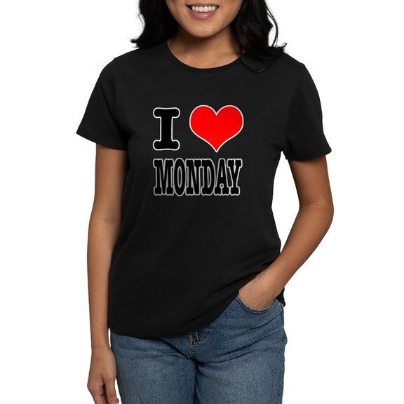 CafePress - I Heart (Love) Monday Women's Dark T Shirt - Women's Traditional Fit Dark T-Shirt