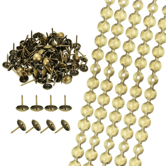 5Pcs Upholstery Tacks Strips, 3.28ft Decorative Nail Trims for Sofa Headboard Furniture DIY with Upholstery Nails(16mm Bronze)
