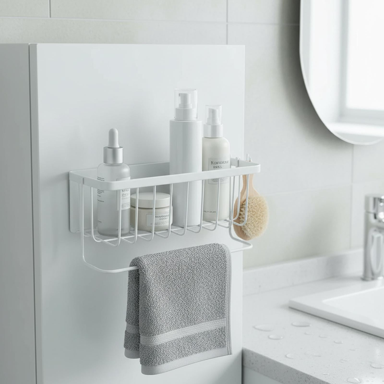 Fiocias Fridge Shelf Spice Rack Stainless Steel Kitchen Organizer Shelf Fridge Organizer White