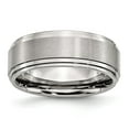 thumbnail image 1 of Stainless Steel Ridged Edge 8mm Brushed and Polished Band Size: 11; for Adults and Teens; for Women and Men, 1 of 6