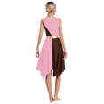 thumbnail image 2 of ranrann Womens Color Block Liturgical Dance Dress Sleeveless Asymmetrical Hem Dresses Dancewear Pink&Brown XL, 2 of 7