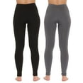 thumbnail image 3 of Just Love Ladies Solid Fleece Lined Seamless Leggings (Pack of 2) 6816-C-XS-S (Charcoal Black, Medium / Large), 3 of 3