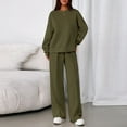 thumbnail image 5 of Sets for Women 2 Piece Lounge Sets Long Sleeve Sweatshirt and Pants Cozy Loungewear with Pockets Army Green L, 5 of 6