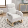 thumbnail image 3 of Welike 27.6"W Modern High-Back Rocking Chair with Side Pockets - White Lounge Armchair for Living Room, Nursery (300LBS Capacity), 3 of 13