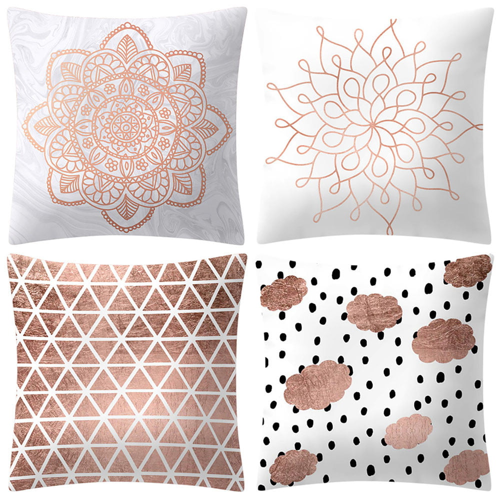 Rose Pink Pillow Case Geometric Waist Throw Cushion Cover Sofa Car Home Decor 