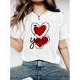 thumbnail image 1 of T-Shirt à Imprimé Je t'Aime pour Femmes pour la Saint-Valentin - Haut à Manches Courtes Col Rond Décontracté - Léger et Respirant pour Printemps & Été Garde-Robe Fête des Pères, Fête des Mères, Nouvel An, Spri, 1 of 7