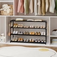 thumbnail image 2 of 4 Tier Long Shoe Rack with 2 Hooks for 24-28 Pairs Wide Stackable Shoes Racks for Closet Entryway, Sturdy Durable Boots Holder Save Space, 2 of 4