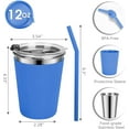 thumbnail image 2 of Kids Cups with Straws and Lids, 5 Pack 12oz Spill Proof Toddlers Straw Cup with Lid, Stainless Steel Kid Cups with Lids for School, Outdoor, Multicolor, 2 of 14