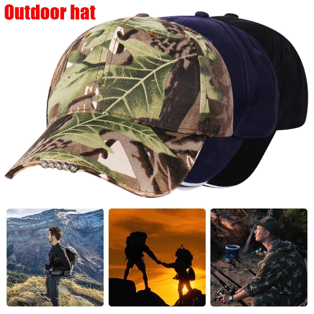 Breathable Snapback Hats for Repairing and Working in Darkness Places Camping Hip Hop Party Outdoor Jogging Fishing Hiking LED Baseball Cap with LED Flashlight Gloves Outdoor Fishing Gloves 