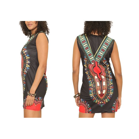 Unixex Dashiki Print African Tribal Tunic Top with Hoodie
