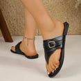 thumbnail image 3 of HomeDM Women's Flat Flip Flops Comfort Open Toe Slip-On Thong Walking Slides Summer Beach Flat Sandals, Black Size 9, 3 of 9