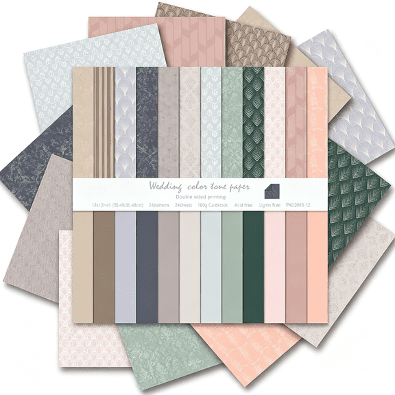 KAISA 24 Sheets Scrapbook Paper-Boho Patterned Cardstock Paper Pads,12"X12" 160Gsm Coloured Double Sided Decorative Craft Papers for Scrapbooking,Card Making,Journaling&Diy Projects(Boho 6)
