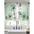 thumbnail image 2 of Green Floral Sheer Curtains 54 Inch Length 2 Panels Set, Semi Transparent Voile Rod Pocket Curtains for Living Dining Room Bedroom Drapes Country Rustic Ombre Painting Art Watercolor, 2 of 6