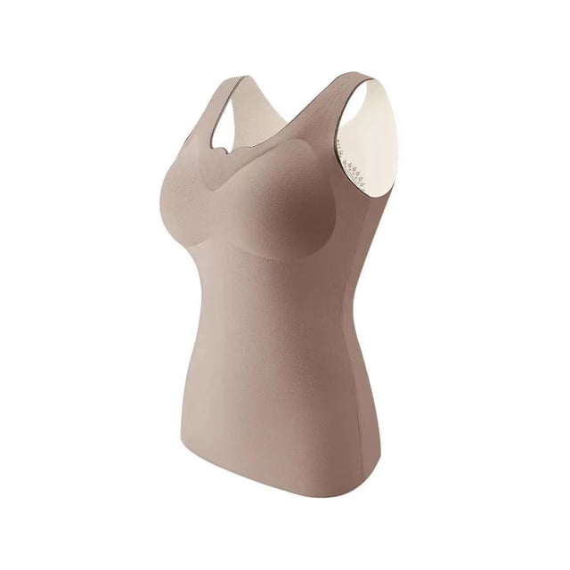 Qarigey Ropa interior térmica de invierno frío para mujer, Top transpirable de mantenimiento del calor, chaleco básico de poliéster adelgazante, Ropa interior Café SG Qarigey AP013622-13