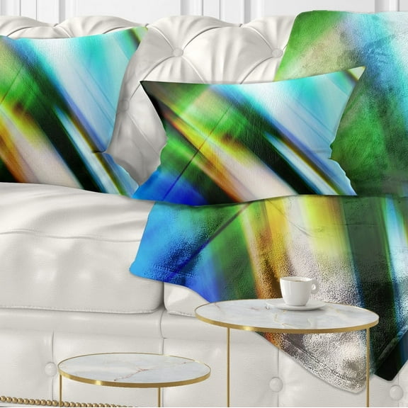 Designart Rays of Speed Blue Green - Abstract Throw Pillow - 12x20