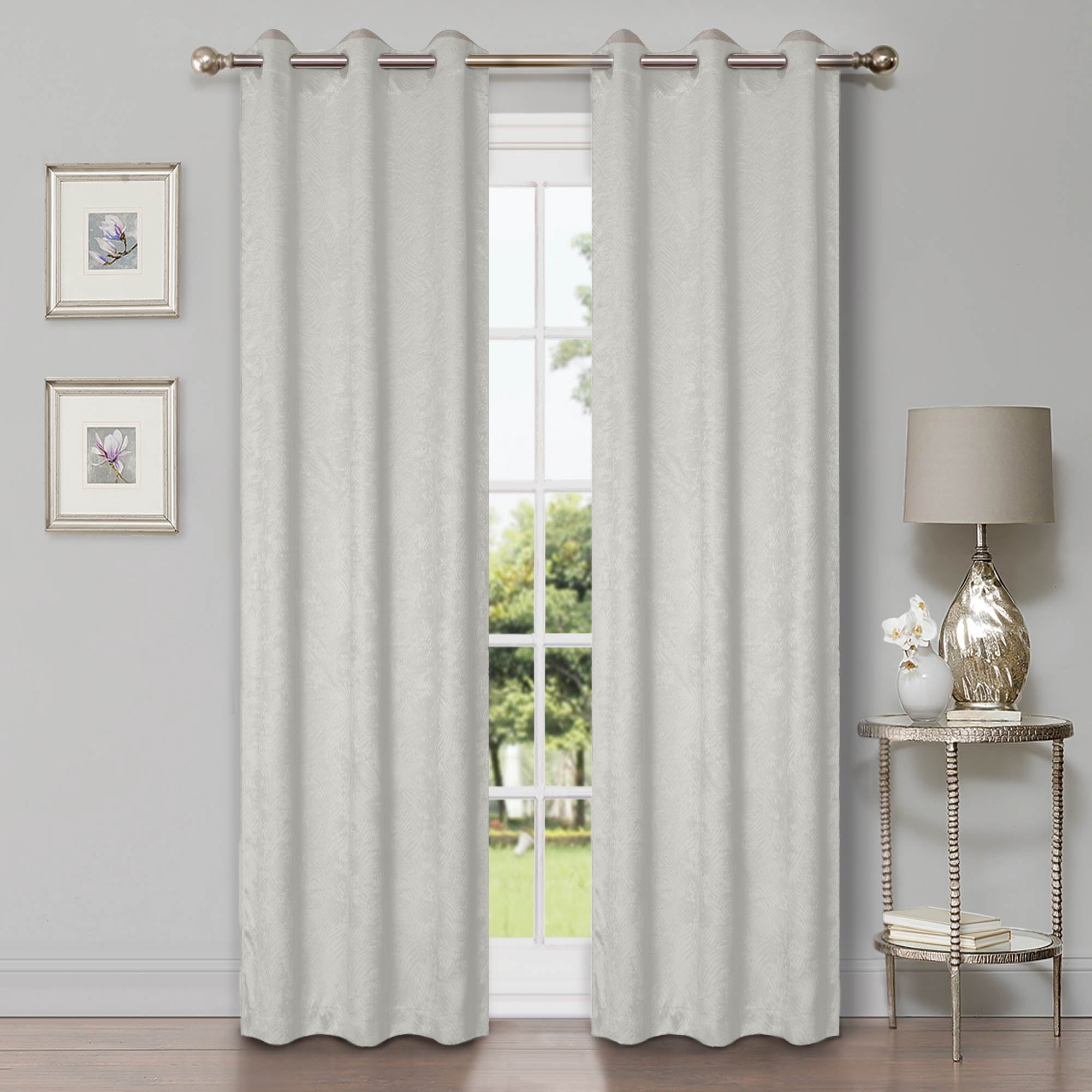 Superior Wave Blackout Grommet Curtains Panel Set, Ivory, 42" x 84"