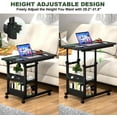 thumbnail image 6 of Homieasy Height Adjustable C-Shaped End Table with Power Outlet, Portable Mobile Side Table with 2-Tier Storage Shelves, for Living Room, Bedroom, Black, 6 of 9